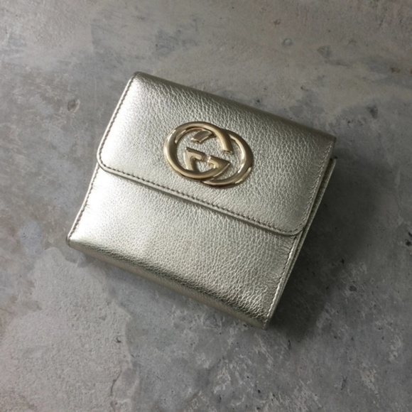Gucci Handbags - Authentic Gold Gucci Italian Wallet